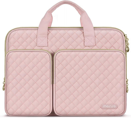 MOSISO 360 Protective Square Quilted Laptop Sleeve with 2 Pockets, Handle & Belt, Fits 13–16 Inch MacBook M1-M5 HP Acer Dell Lenovo Notebook