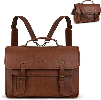 MOSISO 3-in-1 PU Leather Laptop Bag, Multi-Pocket Waterproof Backpack, Fits 15.6–17.3 Inch MacBook HP Dell Lenovo Notebook
