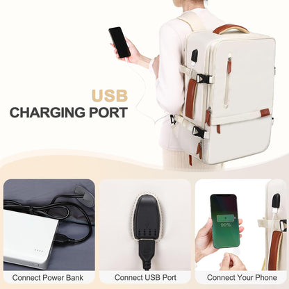 MOSISO 40L Airline Approved Carry On Backpack, Fits 17.3 Inch Laptops with USB Port, Hidden Straps, Shoe Compartment & Matching Clear Toiletry Pouch