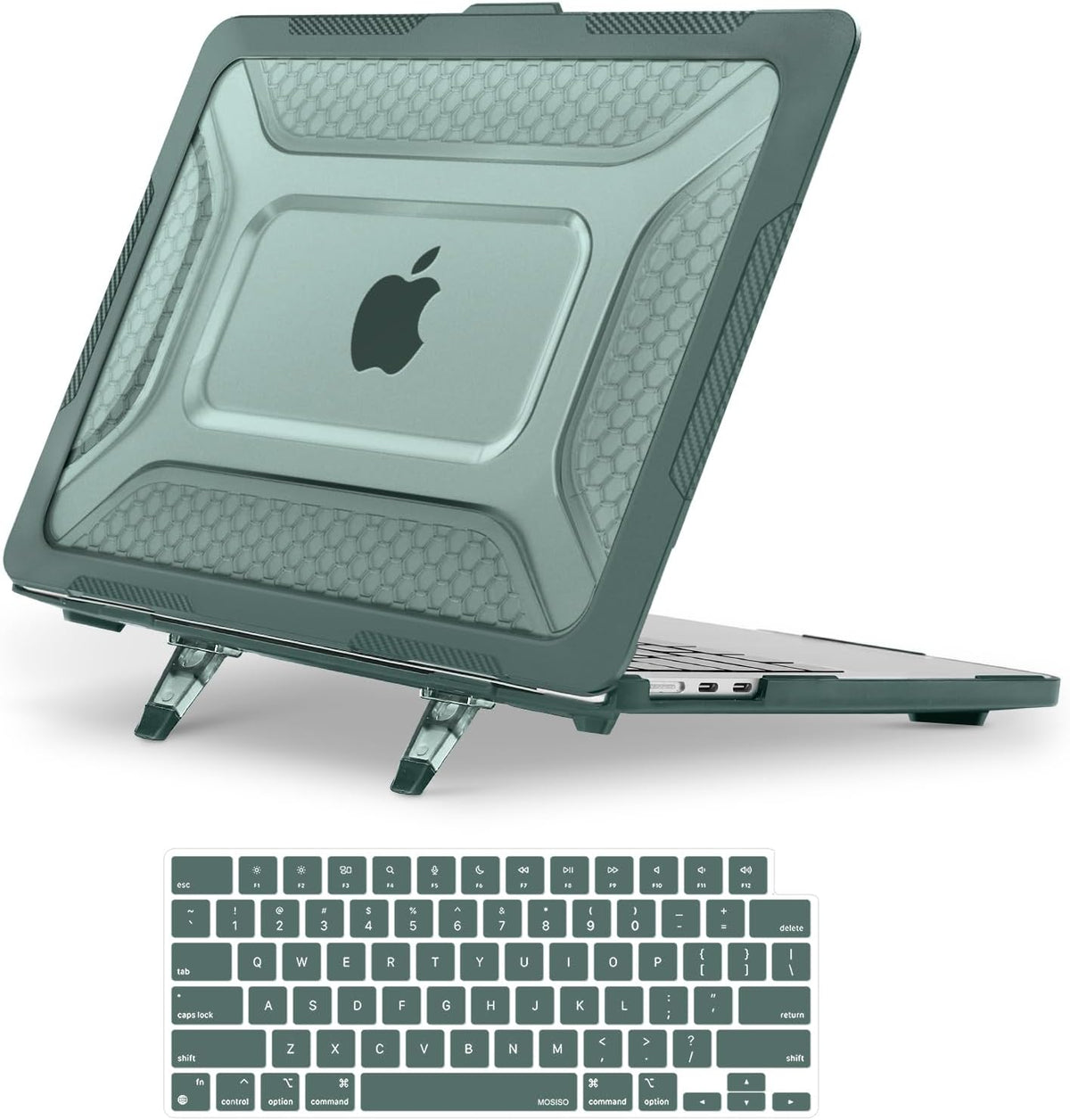 MOSISO Honeycomb Kickstand 2-in-1 Hard Case for MacBook Air 13.6 Inch — A3449/A3240/A3113/A2681, Shock-Absorbing TPU Bumper & Foldable Stand