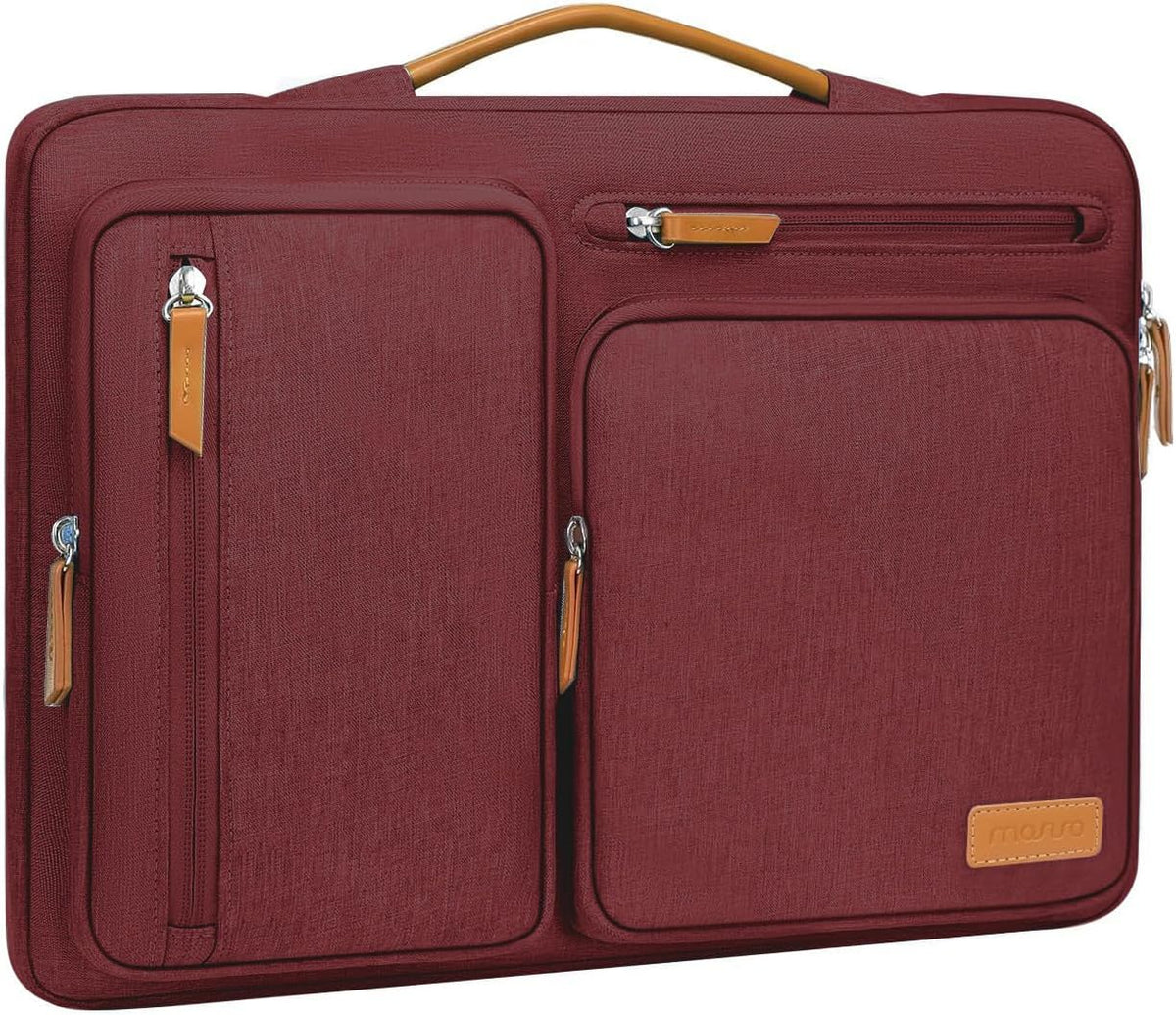 MOSISO 360Shockproof Side Open Laptop Sleeve, 4 Zipper Pockets&Tuckable PU Handle, Luggage Strap Fits 13.3–17.3Inch MacBook Air/Pro & 2026 MacBook Neo