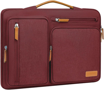 MOSISO 360Shockproof Side Open Laptop Sleeve, 4 Zipper Pockets&Tuckable PU Handle, Luggage Strap Fits 13.3–17.3Inch MacBook Air/Pro & 2026 MacBook Neo