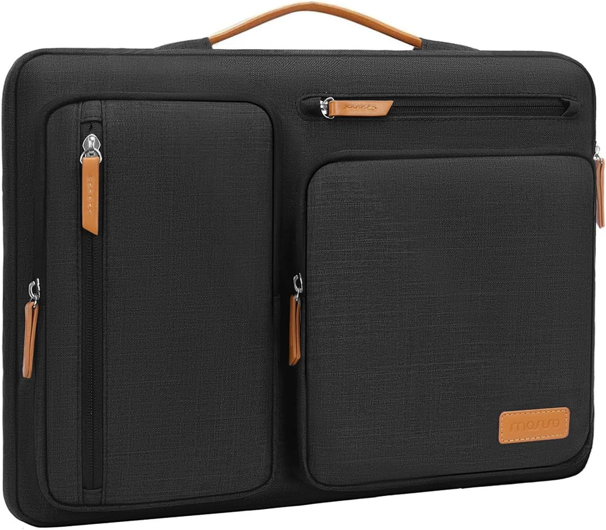 MOSISO 360Shockproof Side Open Laptop Sleeve, 4 Zipper Pockets&Tuckable PU Handle, Luggage Strap Fits 13.3–17.3Inch MacBook Air/Pro & 2026 MacBook Neo