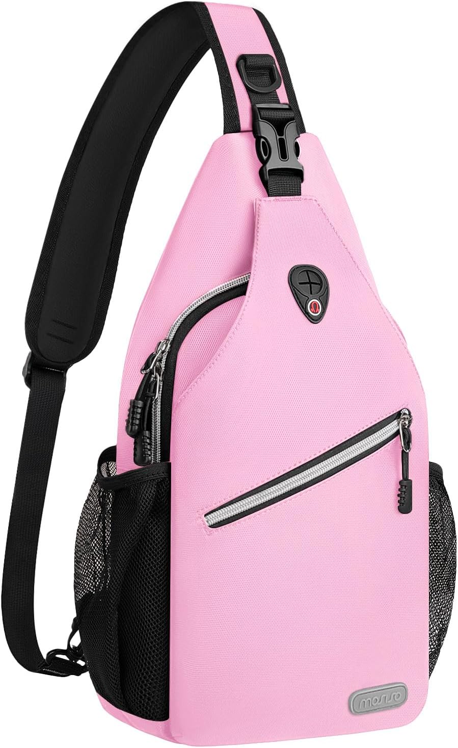 MOSISO Water Resistant Sling Backpack, Crossbody Daypack with Multi Pockets & Side Mesh Holders, Strap Fits 10.9Inch Tablet for Travel Hiking Commute