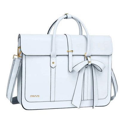 MOSISO Bowknot Convertible Women's PU Leather Laptop Bag – 4-in-1 Handbag, Backpack, Messenger & Briefcase, Fits 14/16/17.3" MacBook & PC Laptops