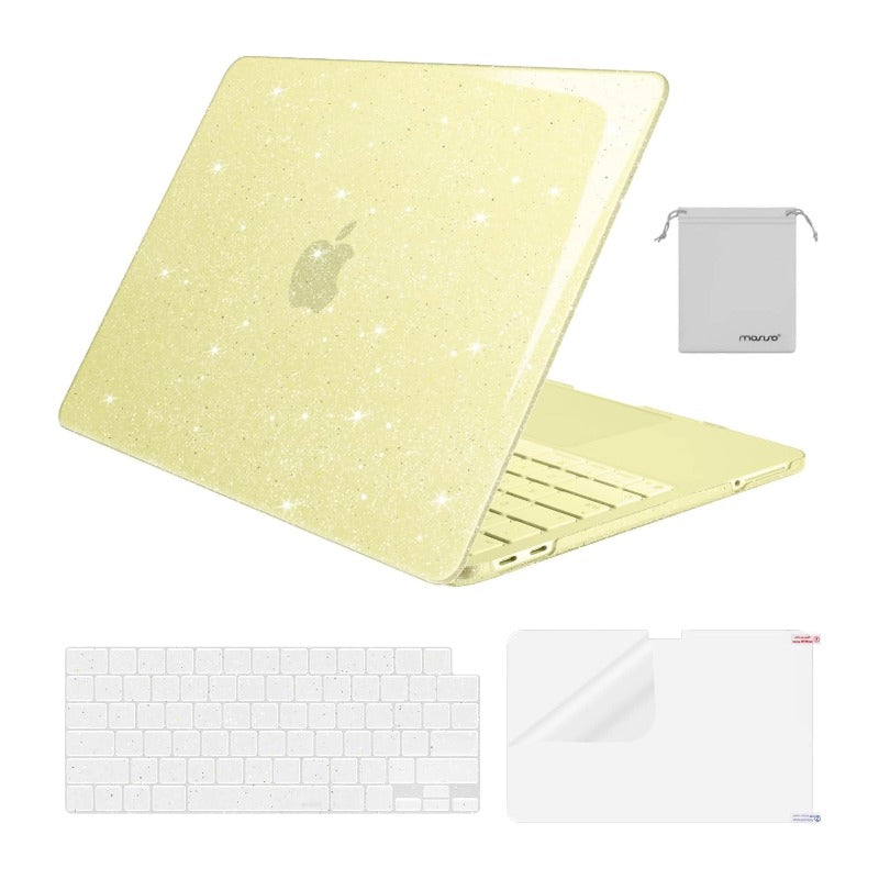 MOSISO Sparkly Glitter Case for MacBook Neo 13 inch 2026 A3404 A18 Pro, Crack-Resistant Protective Hard Shell, Keyboard Cover, Screen Film & Pouch