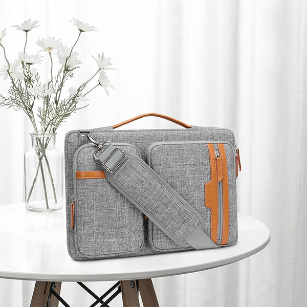 MOSISO 360 Shockproof Multi-Pocket Business Laptop Bag with Detachable Shoulder Strap, Handle & Luggage Sleeve, Fits 15.6Inch MacBook HP Dell Notebook