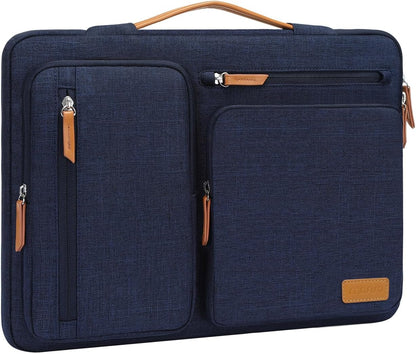 MOSISO 360Shockproof Side Open Laptop Sleeve, 4 Zipper Pockets&Tuckable PU Handle, Luggage Strap Fits 13.3–17.3Inch MacBook Air/Pro & 2026 MacBook Neo