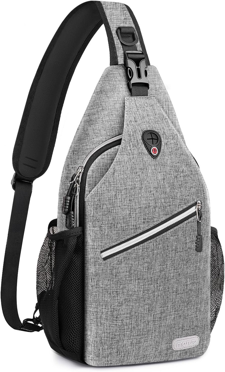 MOSISO Water Resistant Sling Backpack, Crossbody Daypack with Multi Pockets & Side Mesh Holders, Strap Fits 10.9Inch Tablet for Travel Hiking Commute