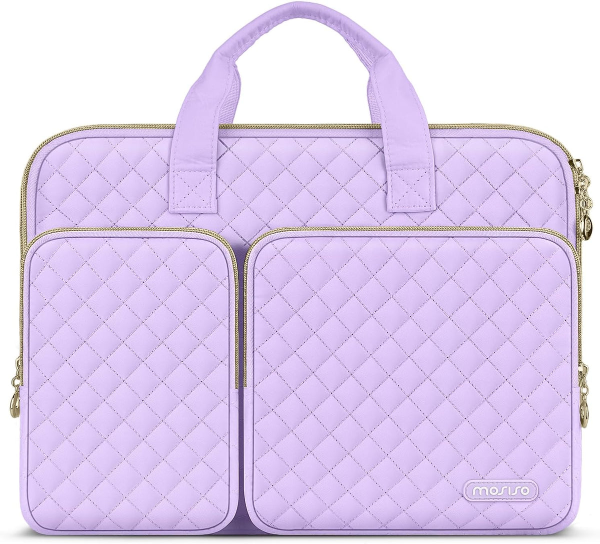 MOSISO 360 Protective Square Quilted Laptop Sleeve with 2 Pockets, Handle & Belt, Fits 13–16 Inch MacBook M1-M5 HP Acer Dell Lenovo Notebook