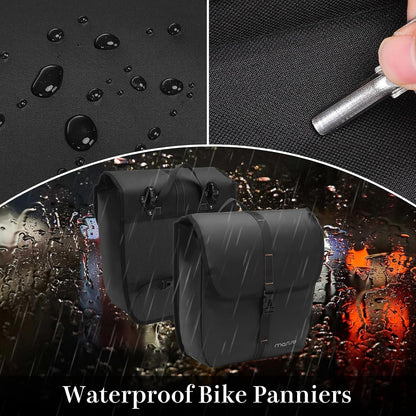 MOSISO 20L Waterproof Pannier Bags 2-Pack, Bike Rear Trunk with Quick-Release Hooks, for Commute & Touring