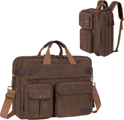 MOSISO 3 in 1 Messenger Bag for Men, 15.6 inch Computer Laptop Bag Convertible Laptop Backpack for Work Business Travel, Crossbody Satchel Briefcase Shoulder Bags Handbag Bookbag for College, Brown iMosiso