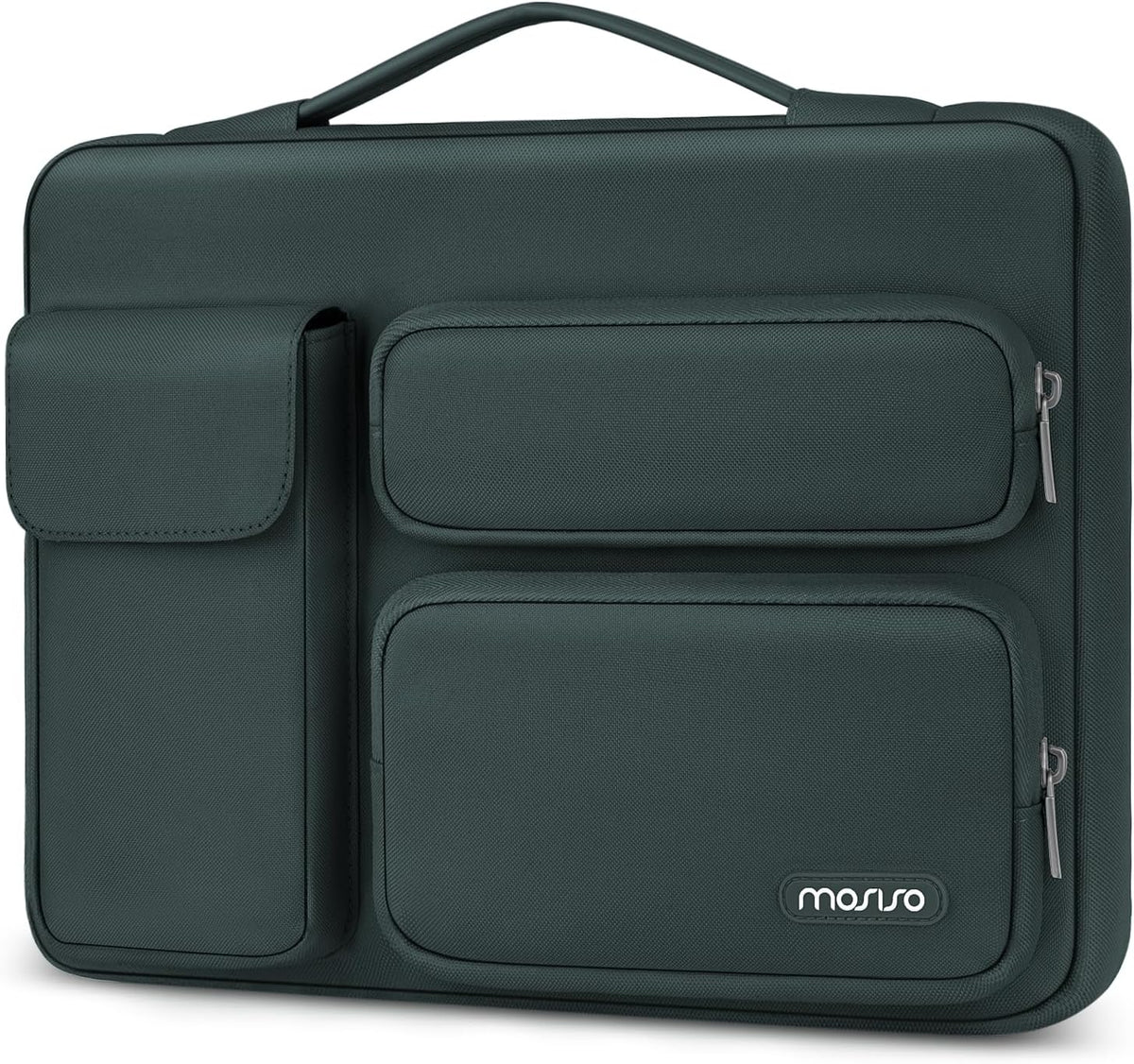 Mosiso 360 Protective Laptop Case 13-17.3 Inch — Side Open Anti-Drop Bag with 2 Raised & 1 Flapover Pockets for MacBook, HP, Dell, Lenovo