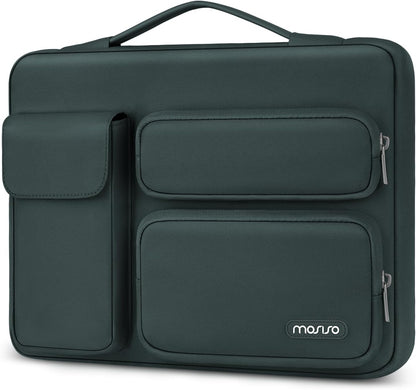 Mosiso 360 Protective Laptop Case 13-17.3 Inch — Side Open Anti-Drop Bag with 2 Raised & 1 Flapover Pockets for MacBook, HP, Dell, Lenovo