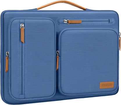 MOSISO 360Shockproof Side Open Laptop Sleeve, 4 Zipper Pockets&Tuckable PU Handle, Luggage Strap Fits 13.3–17.3Inch MacBook Air/Pro & 2026 MacBook Neo