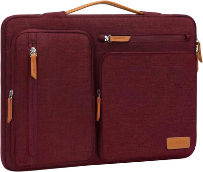 MOSISO 360Shockproof Side Open Laptop Sleeve, 4 Zipper Pockets&Tuckable PU Handle, Luggage Strap Fits 13.3–17.3Inch MacBook Air/Pro & 2026 MacBook Neo