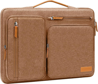 MOSISO 360Shockproof Side Open Laptop Sleeve, 4 Zipper Pockets&Tuckable PU Handle, Luggage Strap Fits 13.3–17.3Inch MacBook Air/Pro & 2026 MacBook Neo