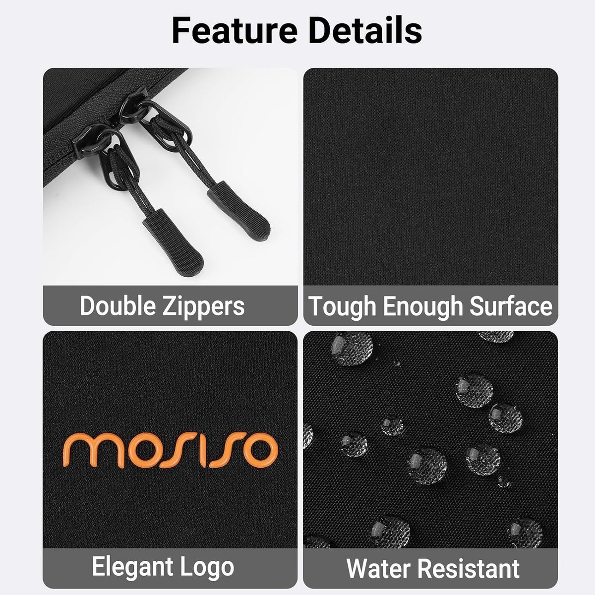 MOSISO Rhombus Padded Laptop Sleeve, 13-13.3 Inch, Top-Loading Zipper, Front Horizontal Pocket & Rear Trolley Sleeve