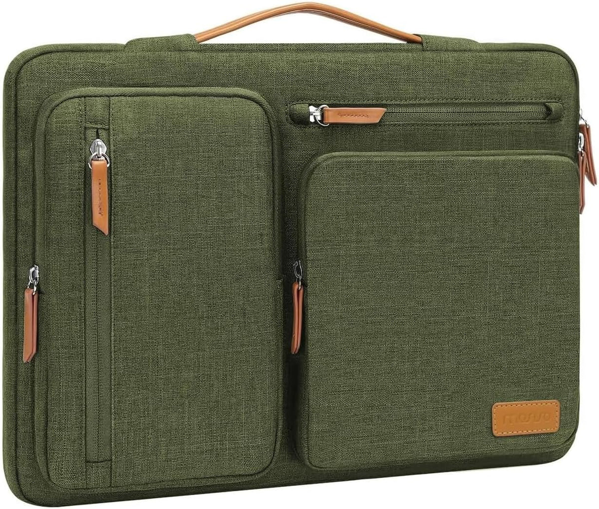 MOSISO 360Shockproof Side Open Laptop Sleeve, 4 Zipper Pockets&Tuckable PU Handle, Luggage Strap Fits 13.3–17.3Inch MacBook Air/Pro & 2026 MacBook Neo
