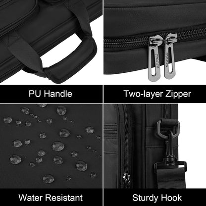 MOSISO Men’s Multi‑Zipper‑Pocket Laptop Briefcase, 15‑16‑Inch, Removable‑Adjustable‑Strap & Rear Trolley‑Sleeve