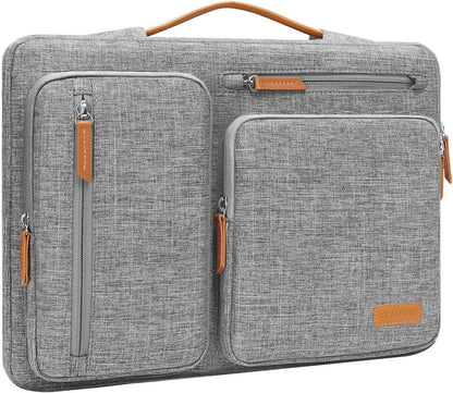 MOSISO 360Shockproof Side Open Laptop Sleeve, 4 Zipper Pockets&Tuckable PU Handle, Luggage Strap Fits 13.3–17.3Inch MacBook Air/Pro & 2026 MacBook Neo