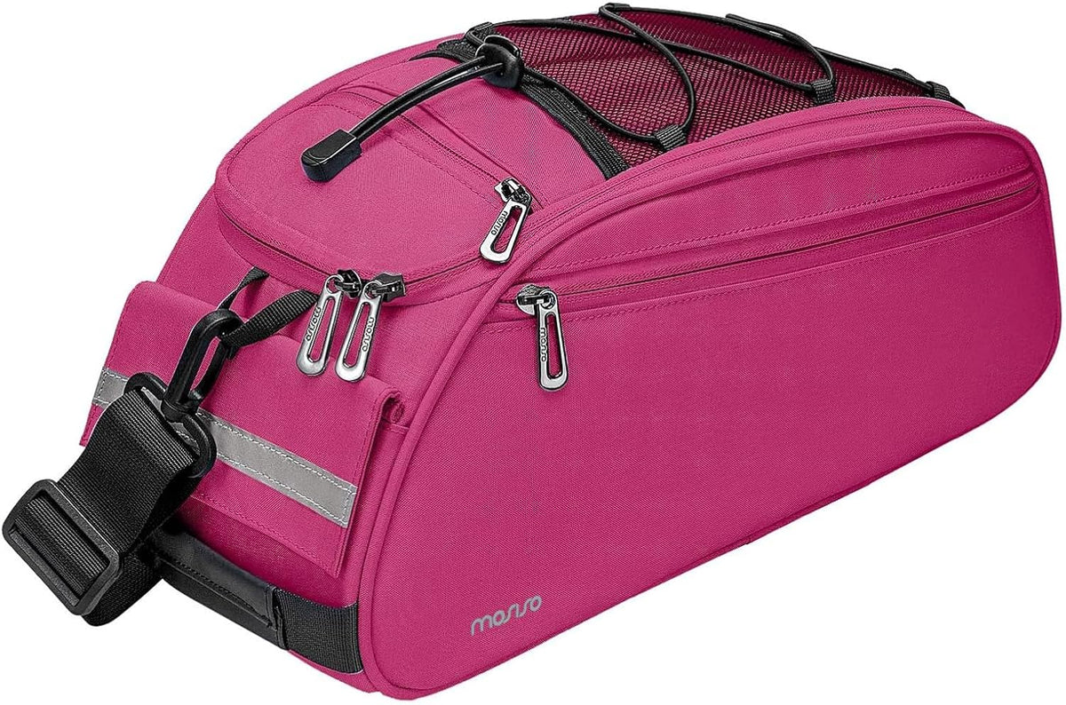 MOSISO 12L Waterproof Bike Rear Rack Bag, Pannier with Reflective Strip, Multi-Pocket Saddle Shoulder Bag for Commute Bike Tour