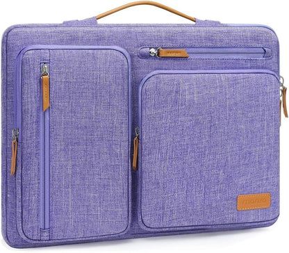 MOSISO 360Shockproof Side Open Laptop Sleeve, 4 Zipper Pockets&Tuckable PU Handle, Luggage Strap Fits 13.3–17.3Inch MacBook Air/Pro & 2026 MacBook Neo