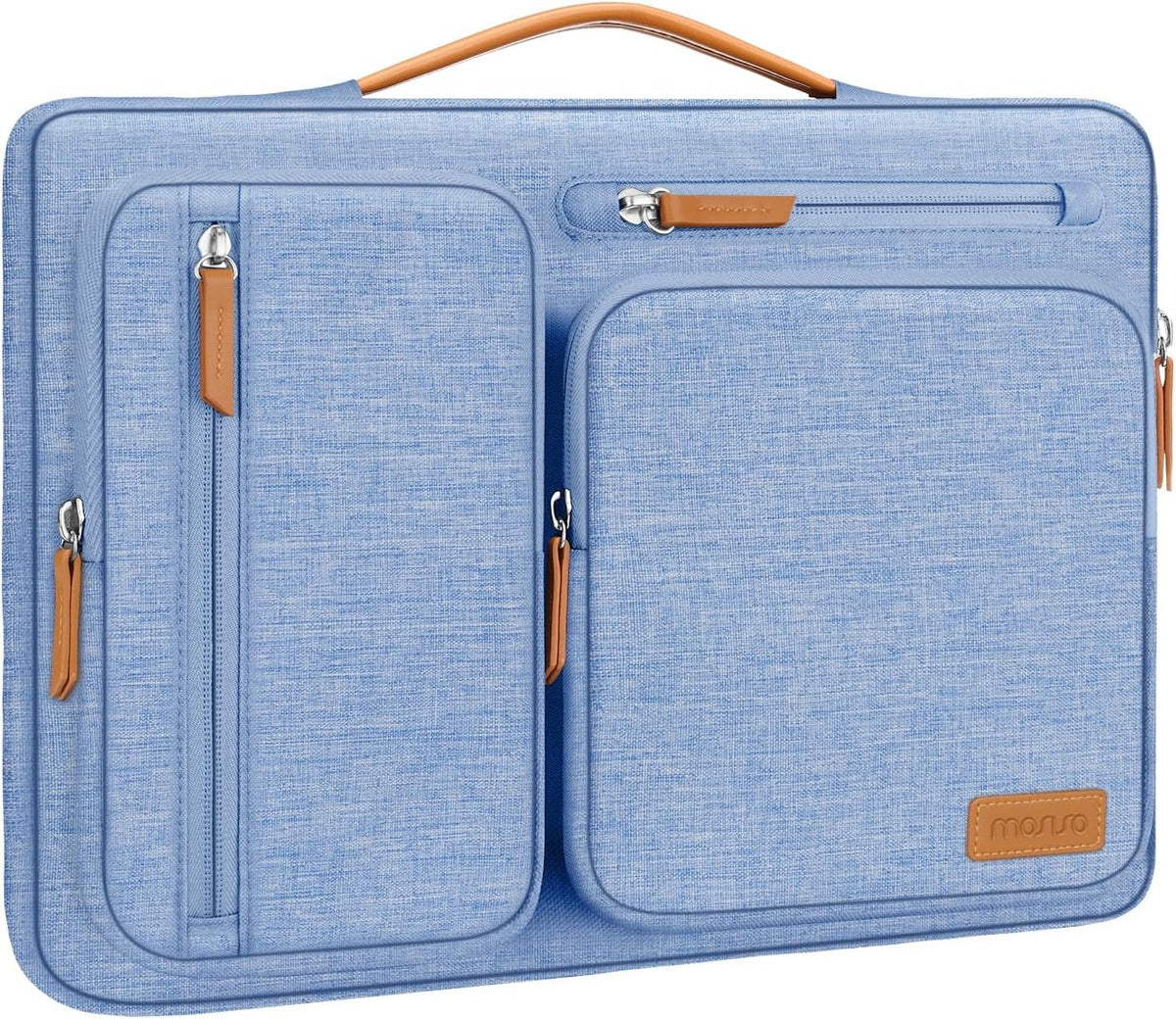 MOSISO 360Shockproof Side Open Laptop Sleeve, 4 Zipper Pockets&Tuckable PU Handle, Luggage Strap Fits 13.3–17.3Inch MacBook Air/Pro & 2026 MacBook Neo