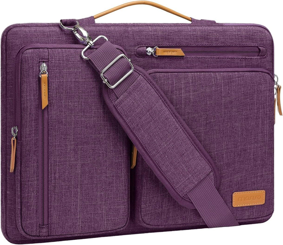 MOSISO 360 Side-Open Waterproof Laptop Messenger Bag, 4 Pockets & Luggage Strap, Fits 13-17.3" MacBook/HP/Dell/Lenovo/Asus