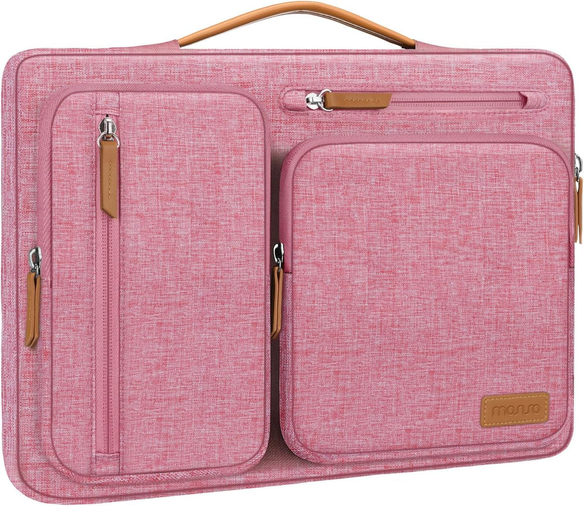 MOSISO 360Shockproof Side Open Laptop Sleeve, 4 Zipper Pockets&Tuckable PU Handle, Luggage Strap Fits 13.3–17.3Inch MacBook Air/Pro & 2026 MacBook Neo