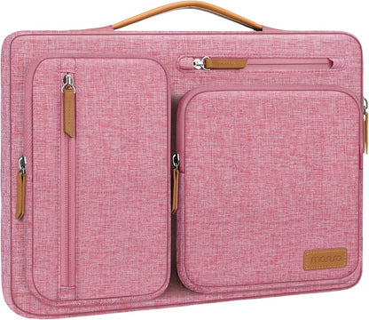 MOSISO 360Shockproof Side Open Laptop Sleeve, 4 Zipper Pockets&Tuckable PU Handle, Luggage Strap Fits 13.3–17.3Inch MacBook Air/Pro & 2026 MacBook Neo