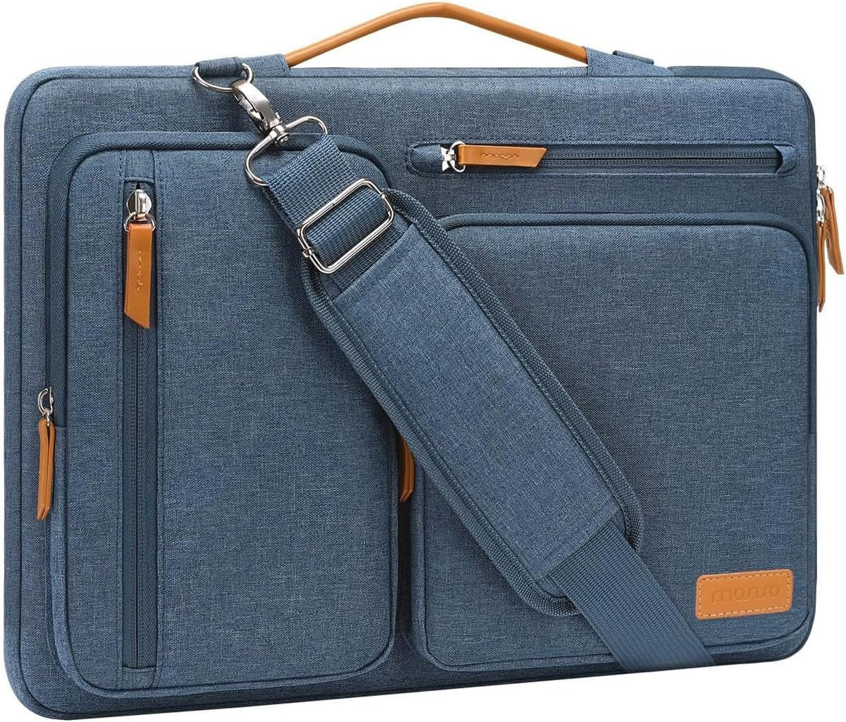 MOSISO 360 Side-Open Waterproof Laptop Messenger Bag, 4 Pockets & Luggage Strap, Fits 13-17.3" MacBook/HP/Dell/Lenovo/Asus