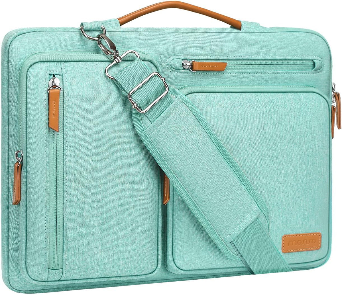 MOSISO 360 Side-Open Waterproof Laptop Messenger Bag, 4 Pockets & Luggage Strap, Fits 13-17.3" MacBook/HP/Dell/Lenovo/Asus