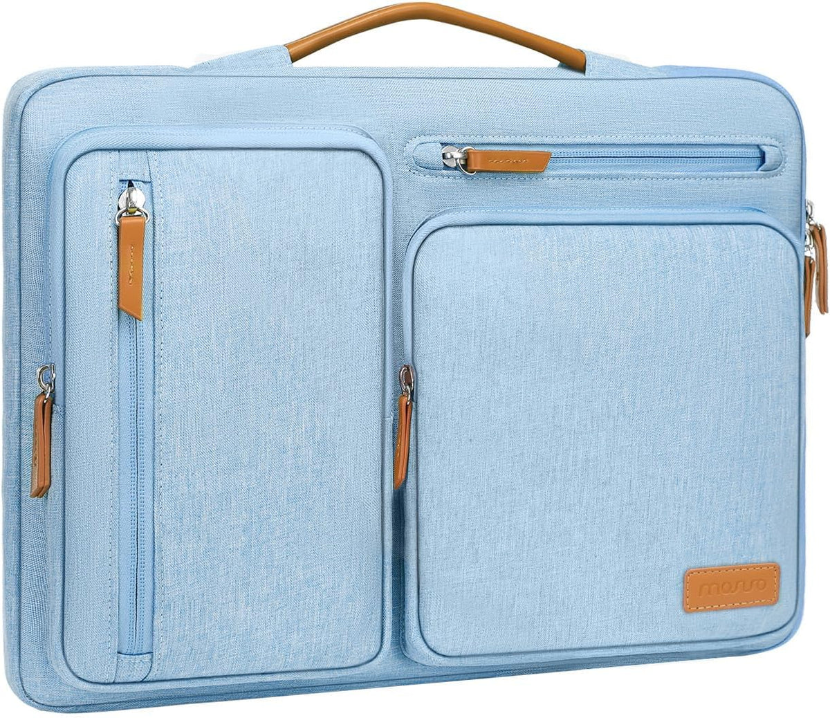 MOSISO 360Shockproof Side Open Laptop Sleeve, 4 Zipper Pockets&Tuckable PU Handle, Luggage Strap Fits 13.3–17.3Inch MacBook Air/Pro & 2026 MacBook Neo