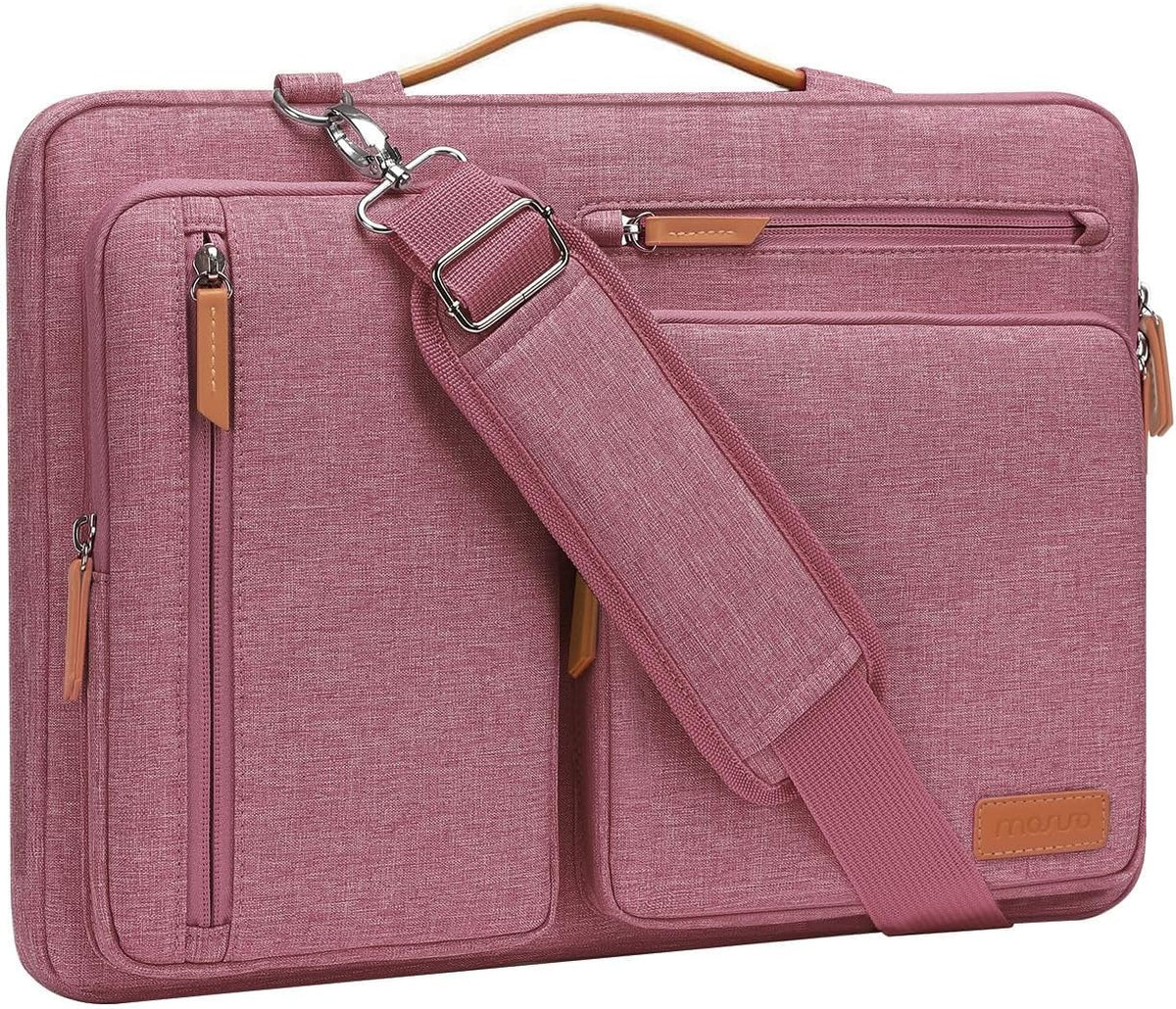 MOSISO 360 Side-Open Waterproof Laptop Messenger Bag, 4 Pockets & Luggage Strap, Fits 13-17.3" MacBook/HP/Dell/Lenovo/Asus