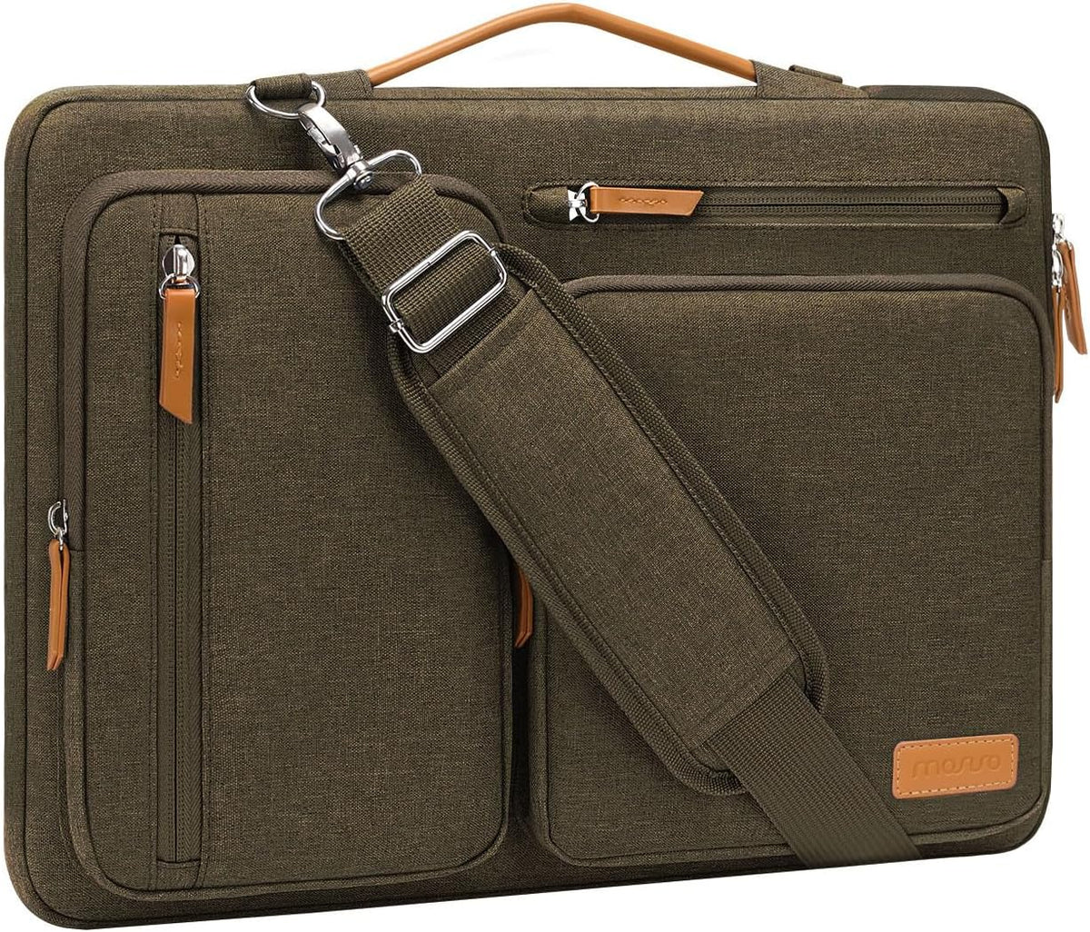 MOSISO 360 Side-Open Waterproof Laptop Messenger Bag, 4 Pockets & Luggage Strap, Fits 13-17.3" MacBook/HP/Dell/Lenovo/Asus