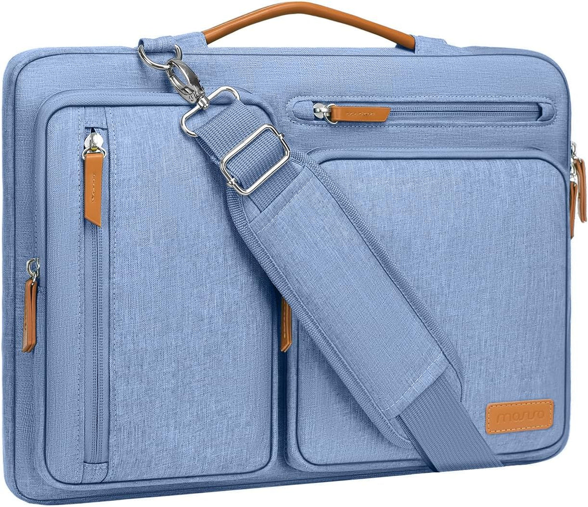 MOSISO 360 Side-Open Waterproof Laptop Messenger Bag, 4 Pockets & Luggage Strap, Fits 13-17.3" MacBook/HP/Dell/Lenovo/Asus
