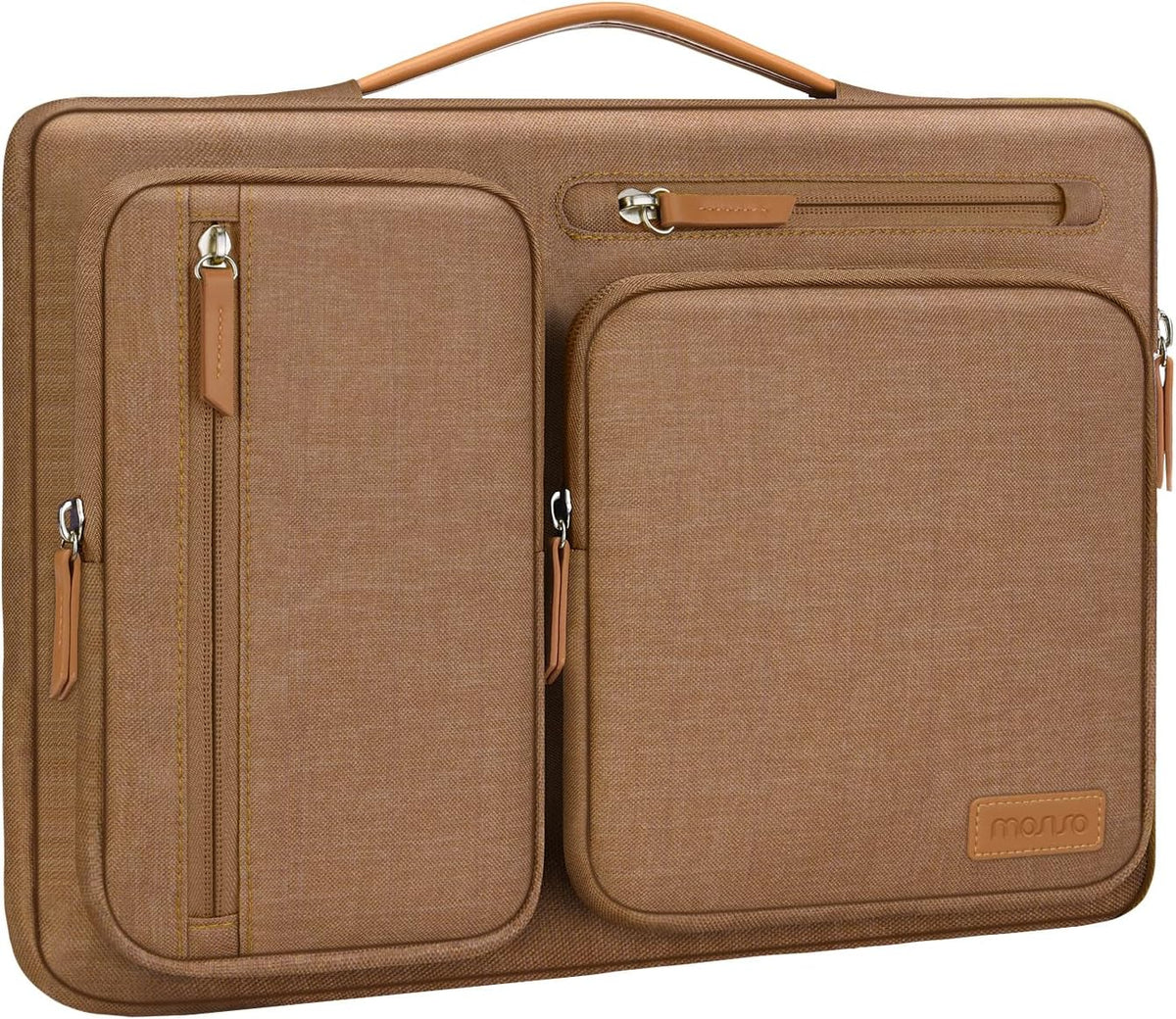 MOSISO 360Shockproof Side Open Laptop Sleeve, 4 Zipper Pockets&Tuckable PU Handle, Luggage Strap Fits 13.3–17.3Inch MacBook Air/Pro & 2026 MacBook Neo