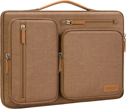 MOSISO 360Shockproof Side Open Laptop Sleeve, 4 Zipper Pockets&Tuckable PU Handle, Luggage Strap Fits 13.3–17.3Inch MacBook Air/Pro & 2026 MacBook Neo