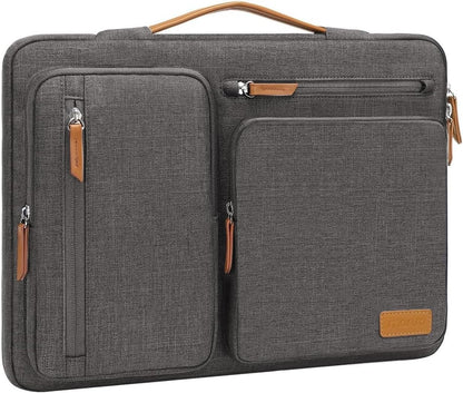 MOSISO 360Shockproof Side Open Laptop Sleeve, 4 Zipper Pockets&Tuckable PU Handle, Luggage Strap Fits 13.3–17.3Inch MacBook Air/Pro & 2026 MacBook Neo