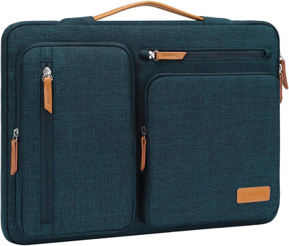 MOSISO 360Shockproof Side Open Laptop Sleeve, 4 Zipper Pockets&Tuckable PU Handle, Luggage Strap Fits 13.3–17.3Inch MacBook Air/Pro & 2026 MacBook Neo