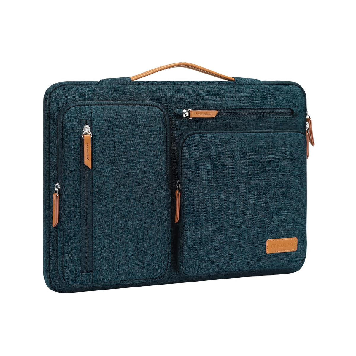 MOSISO 360Shockproof Side Open Laptop Sleeve, 4 Zipper Pockets&Tuckable PU Handle, Luggage Strap Fits 13.3–17.3Inch MacBook Air/Pro & 2026 MacBook Neo