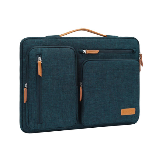 MOSISO 360Shockproof Side Open Laptop Sleeve, 4 Zipper Pockets&Tuckable PU Handle, Luggage Strap Fits 13.3–17.3Inch MacBook Air/Pro & 2026 MacBook Neo