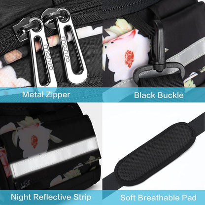 MOSISO Waterproof Bike Rear Rack Bag, 12L Multi-Pocket Bicycle Trunk Pouch with Reflective Strip & Detachable Shoulder Strap for Daily Cycling Commute