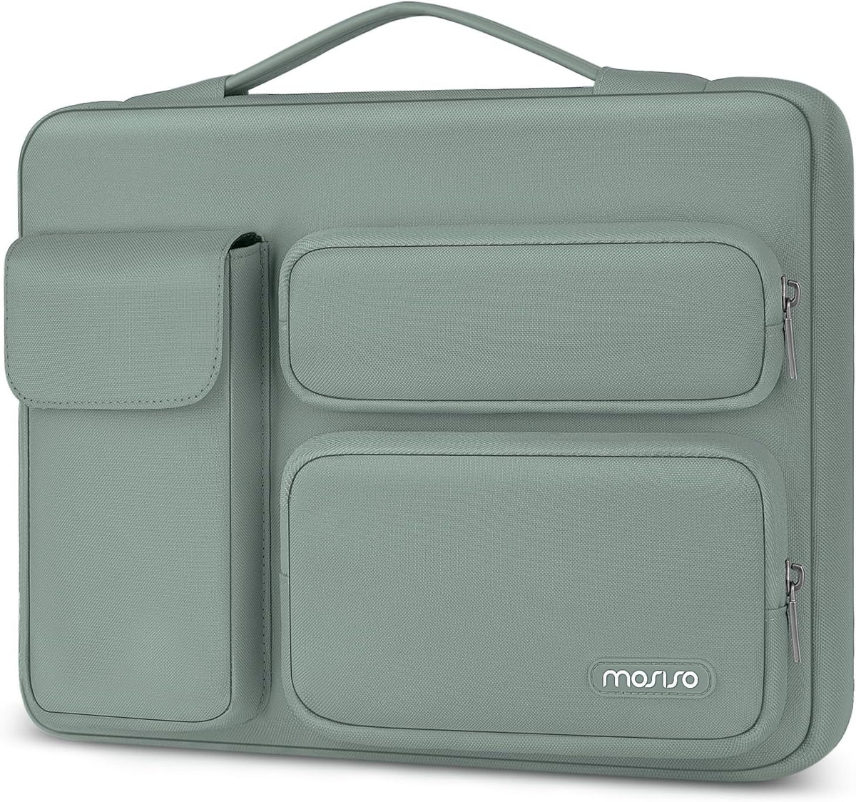 Mosiso 360 Protective Laptop Case 13-17.3 Inch — Side Open Anti-Drop Bag with 2 Raised & 1 Flapover Pockets for MacBook, HP, Dell, Lenovo