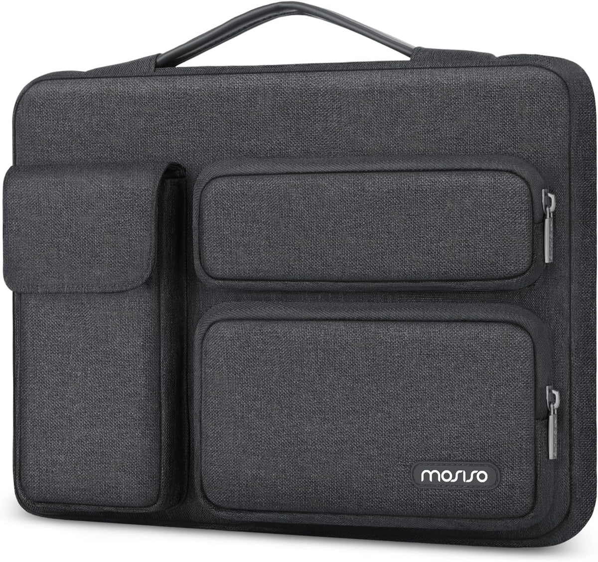 Mosiso 360 Protective Laptop Case 13-17.3 Inch — Side Open Anti-Drop Bag with 2 Raised & 1 Flapover Pockets for MacBook, HP, Dell, Lenovo