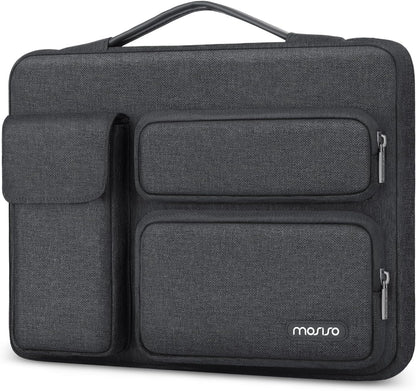 Mosiso 360 Protective Laptop Case 13-17.3 Inch — Side Open Anti-Drop Bag with 2 Raised & 1 Flapover Pockets for MacBook, HP, Dell, Lenovo