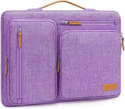 MOSISO 360Shockproof Side Open Laptop Sleeve, 4 Zipper Pockets&Tuckable PU Handle, Luggage Strap Fits 13.3–17.3Inch MacBook Air/Pro & 2026 MacBook Neo