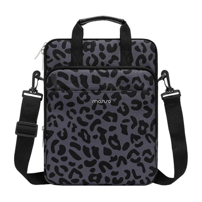 MOSISO Leopard Grain Tablet Shoulder Bag for 12.9 Inch iPad Pro, Air 13 & Galaxy Tab — 3 Pockets, Detachable Strap & Shockproof Fleece Lining