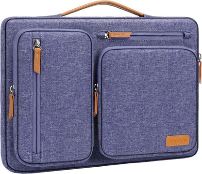 MOSISO 360Shockproof Side Open Laptop Sleeve, 4 Zipper Pockets&Tuckable PU Handle, Luggage Strap Fits 13.3–17.3Inch MacBook Air/Pro & 2026 MacBook Neo